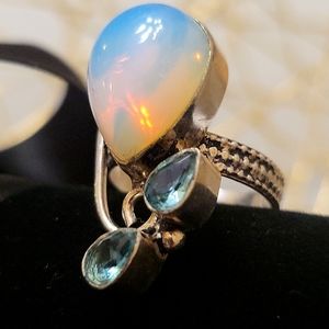 Moonstone and Swiss Topaz Ring 925 silver